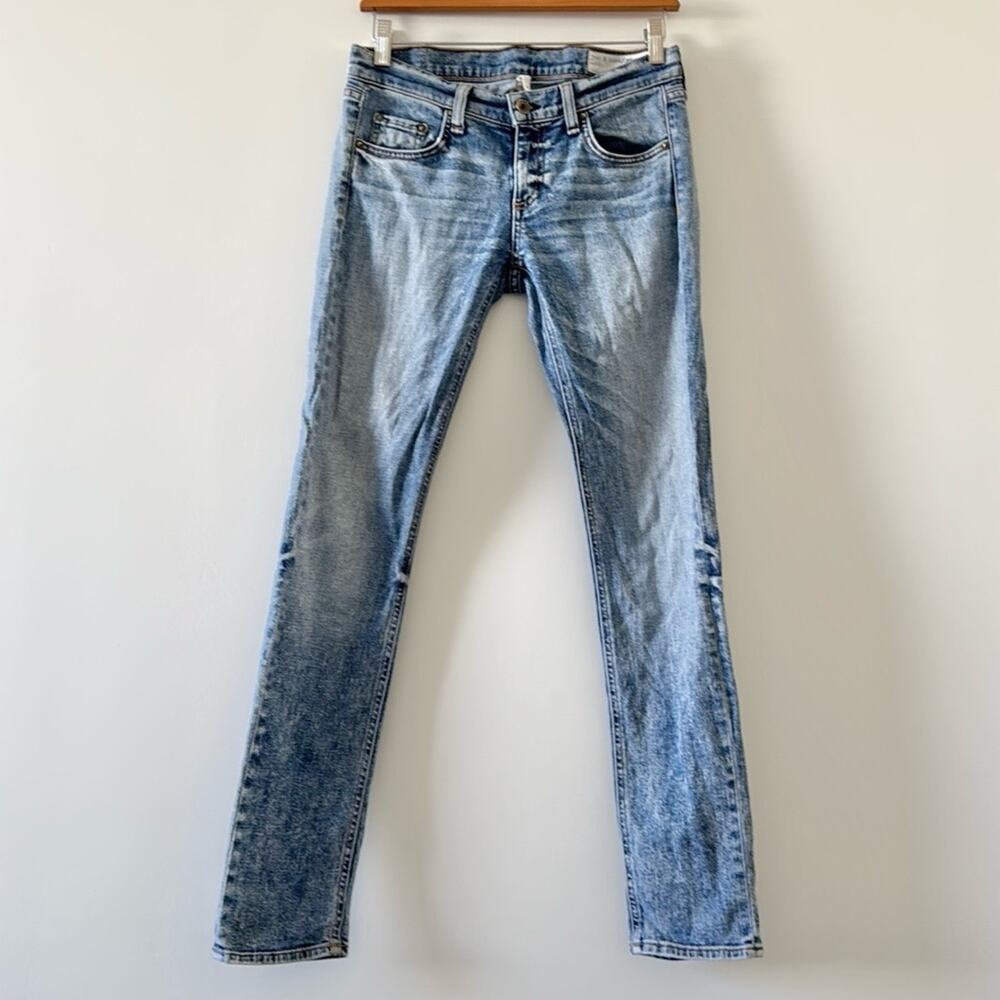 Rag & Bone Dre Boyfriend Jeans Acid Blue Wash Low Rise Size 25 Minimalist - Picture 2 of 7